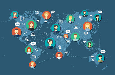 Illustration of social people network community